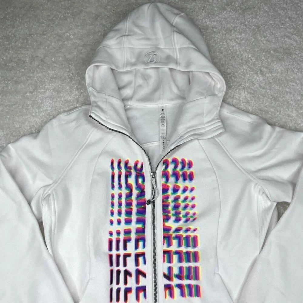 Lululemon Scuba Full Zip Hoodie White Seawheeze NEW